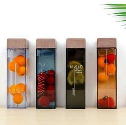 Portable Square Travel Bottle Wood Grain Lid Leak-proof Bott