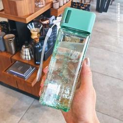 Portable Water Drink Bottle Bpa Free Plastic Square Outdoor 