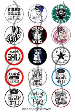 Precut Printed 15 Nurse Life bottle cap images bow centers