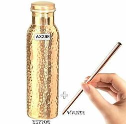 Pure Copper Water Bottle With Straw for Ayurveda Health Bene