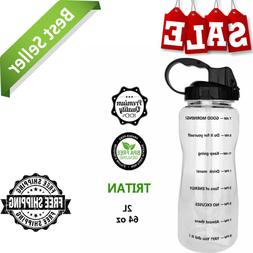 QuiFit 2l/64oz BPA Free Portable Daily Water Bottle Half Gal