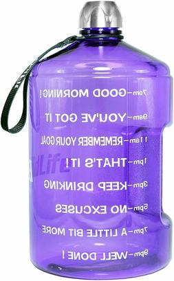 QuiFit Gallon Motivational Water Bottle - with Time Marker &