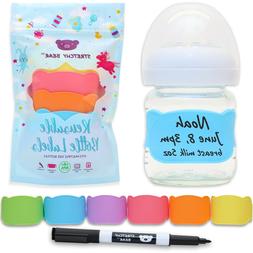 Reusable Baby Bottle Labels for Daycare, 6 MULTI-COLOR Silic