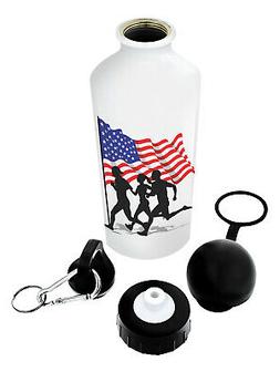 Runners Water Bottle American Running Gifts US Flag Aluminum
