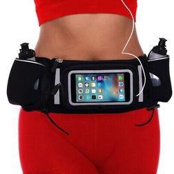 Running Belt Jogging Cycling Waist Pack Sport Runner Bag+2 W