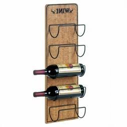 Rustic Wood 5-Bottle Wall-Mounted Wine Rack