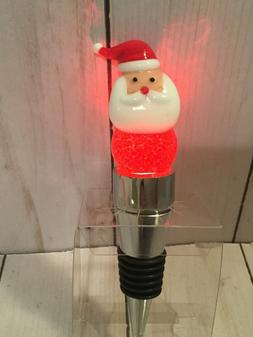 Santa Light Up Christmas Holiday Glass Bottle Stopper