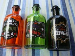Set of 3 Halloween poison potion bottle decor props