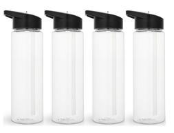 Set of 4 Sport Water Bottle 24 Oz With sipper straw
