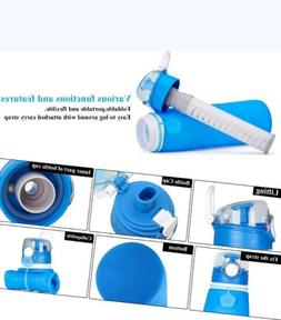Silicone Collapsible Water Bottle wIth Straw and Filter Camp