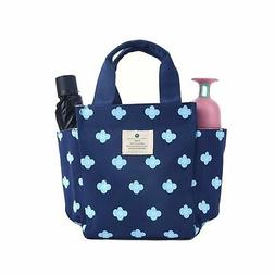 Small Lunch Bag Box Tote Handbag with Water Bottle Holder fo
