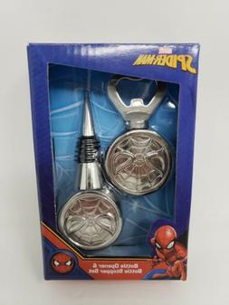 Marvel Spiderman Bottle Opener And Bottle Stopper Set New