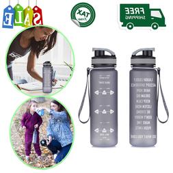 Sport Water Bottle With Motivational Time Marking Quote 17oz