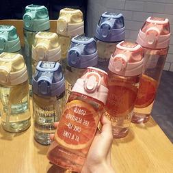 Sport Water Bottle with Straw Hiking Portable Travel Plastic