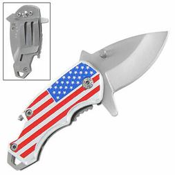 SPRING ASSISTED AMERICAN FLAG POCKET KNIFE MONEY CLIP BOTTLE