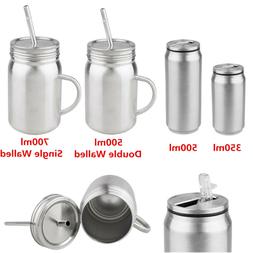 Stainless Steel Cup Water Bottle Thermal Mug Mason Jar with 