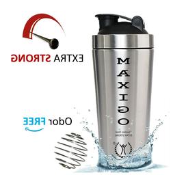 Stainless Steel Shaker Bottle, BPA Free, BONUS Protein Blend