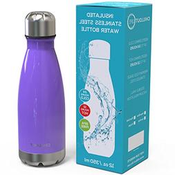 Stainless Steel Water Bottle 12 oz Double Wall Insulated - H