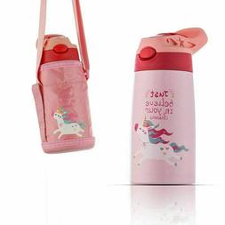 Stainless Steel Water Bottle for Kids with Straw Unicorn Vac