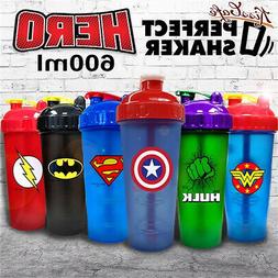 Superhero Gym Fitness Sport Water Bottle 600ML Sports Shaker