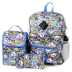 Shark Dinosaur Boys School 16" Backpack Lunch Bag Pencil Cas