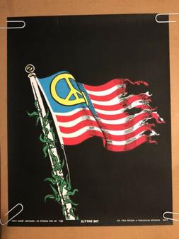 The Battle Peace American Flag Original Vintage Blacklight P