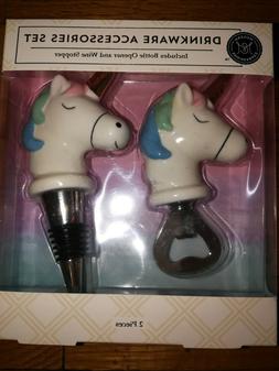 Unicorn Bottle Opener Wine Stopper Set Accessories Modern Ex