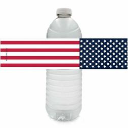 USA Patriotic Party Water Bottle Labels - American Flag Them