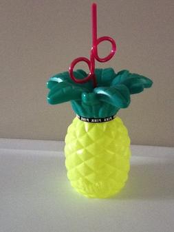 VICTORIA'S SECRET PINK PINEAPPLE WITH CRAZY STRAW BOTTLE CUP