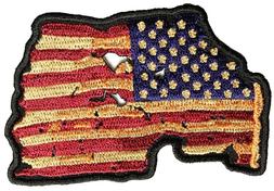VINTAGE DISTRESSED AMERICAN FLAG PATCH TATTERED BATTLE US UN