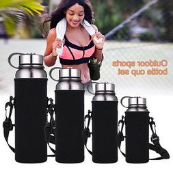 Water Bottle Carrier Insulated Cover Bag Holder Strap Travel