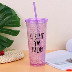 Water Bottle Insulated Tumbler Cup with Lid, Reusable Straw 