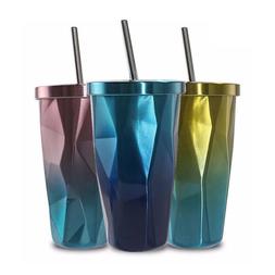 Water Bottle With Straw Coffee Juice  Stainless Steel Dazzle