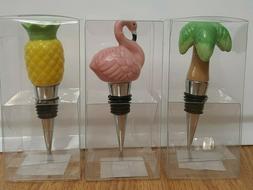 Wine Bottle Stopper Flamingo Palm Tree Pineapple