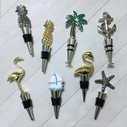 Wine Bottle Stopper Nautical Coastal Anchor Palm Tree Flamin