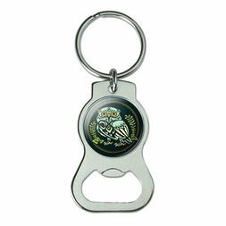 Wise White Tribal Owl Bottle Cap Opener Keychain Key Ring