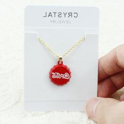 Woman Man Lover Cute Enamel Cola Bottle Cap Pendant Necklace