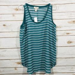 LOFT women's top sleeveless size S light bottle green stripe