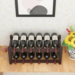 Wooden Wine Rack 12 Bottle Storage Holder Espresso Kitchen S