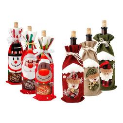 Xmas Wine Bottle Gift Bags Snowman Santa Claus Christmas Dec